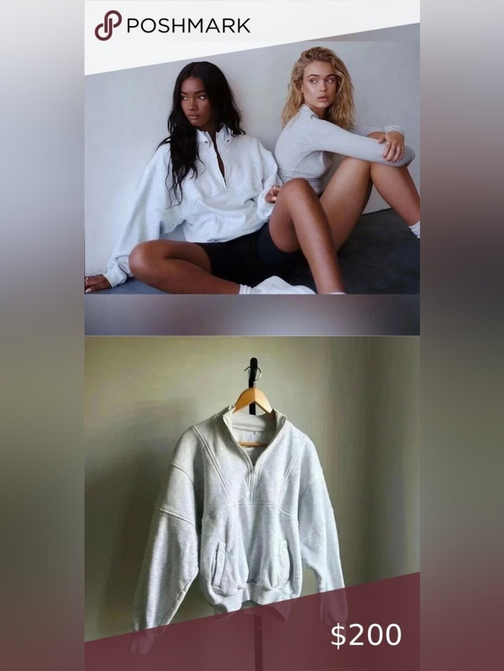 Joah Brown Retro Half Zip in Pearl Gray | Sweatshirt | O/S - Picture 13 of 14